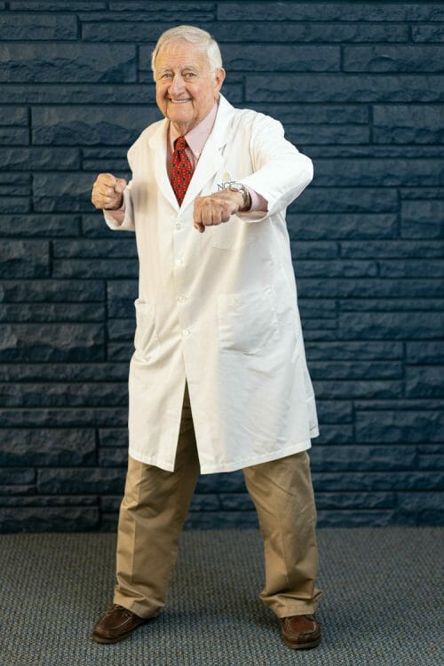 Dr. Current, Sr. in fighting stance